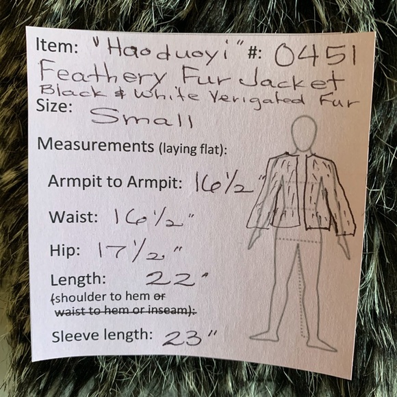 “Haoduoyi” Feathery Faux Fur Coat B&W 70s Retro XS - Picture 8 of 8